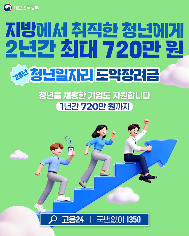 2026 청년일자리도약장려금 신청 방법-기업·청년 지원금 최대 720만 원 대상과 지급 조건 1 0127 1