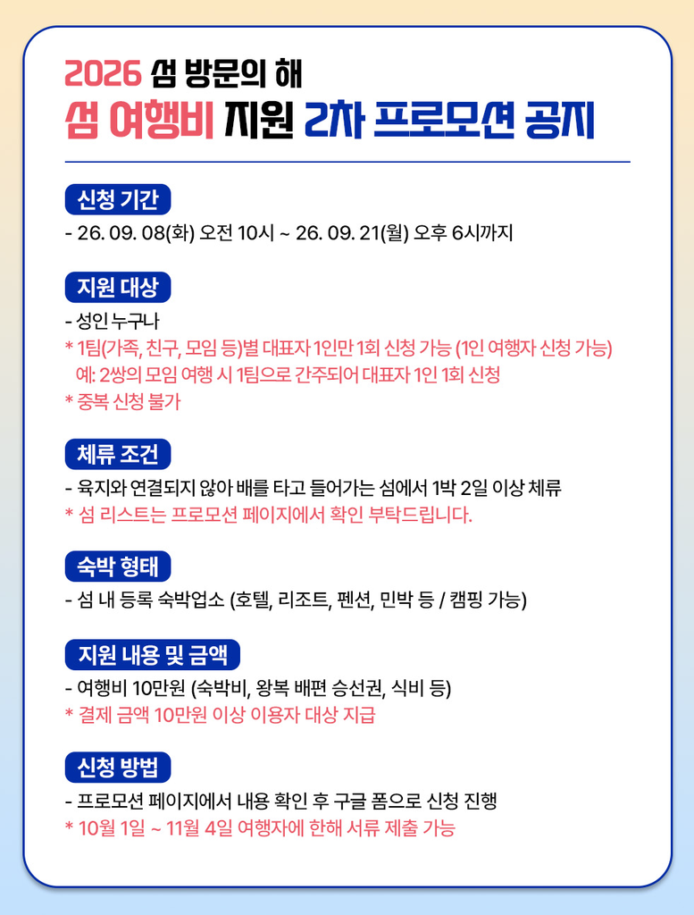 2026년 섬 방문의 해 여행비 지원 1 스크린샷 2026 09 10 오후 7.26.41