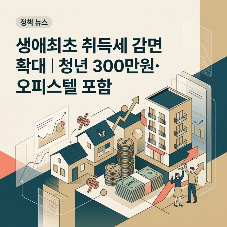 생애최초 취득세 감면 확대｜청년 300만원·오피스텔 포함